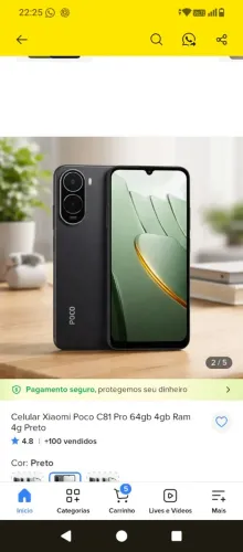 Celular Xiaomi Poco C81 Pro 64gb 4gb Ram 4g Preto