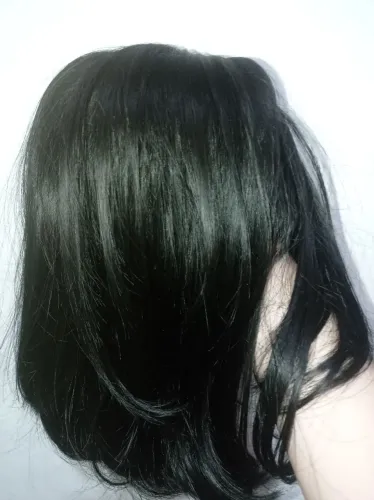 Peruca cabelo humano tamanho curto castanho escuro