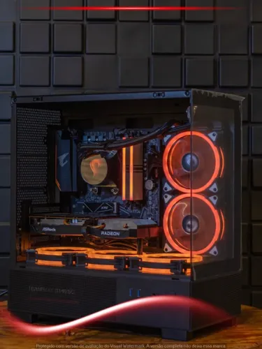 Desktop Gamer Ryzen 5 5600, RX 6650 XT 8GB, 16GB, NVMe 500GB, WC 240mm, Fonte 650W