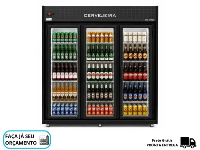 Cervejeira 3 Portas de Vidro com LED Polo Frio 220V