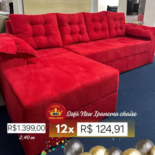 PROMOÇÃO URGENTE - Sofá de Canto Vermelho Novo Ipanema 4 LUGARES com CHAISE