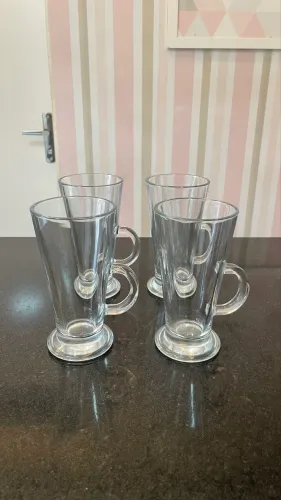 Jogo com 4 Taças/Canecas para Cappuccino - Vidro 310ml ?
