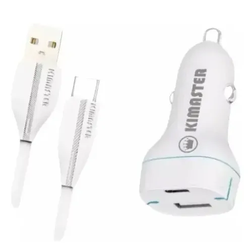 Kit Carregador Veicular Kimaster 5A 15W Type-C Branco