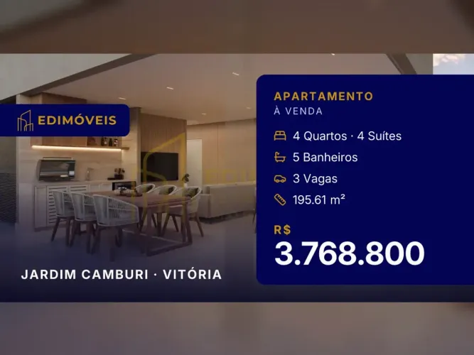 Jardim Camburi: Apartamento 4 suítes em cobertura linear, conforto e espaço para sua famíl