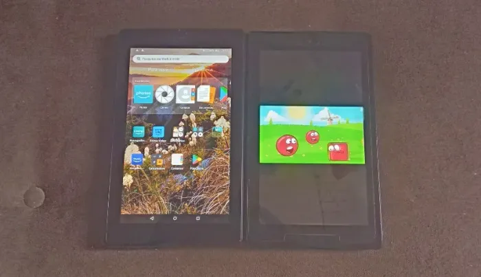 Tablet Amazon Fire 7 tela de 7 polegadas funcionando