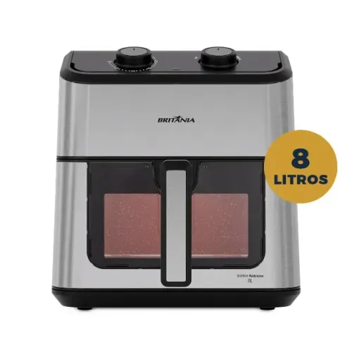 Air Fryer Britânia 8L Redstone Visor Glass BAF80A - 220V (NOVA / LACRADA)