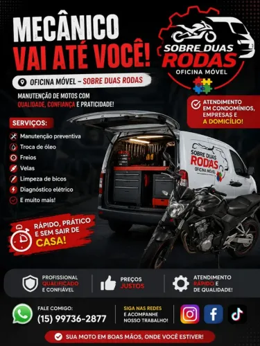 Oficina de motocicletas móvel a domicílio
