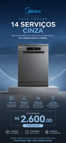 Lava louça Midea Cinza 127V 14 Serviços (DWA14S1) - Nova e Lacrada!
