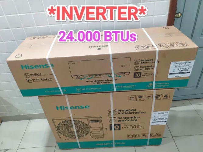 Ar Split Hisense INVERTER 24000 BTUs + Novo + Nota + Cartão 12x