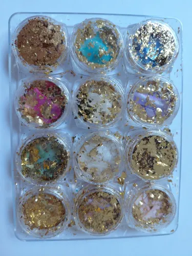 Kit 12 Madre Pérola Com Fio De Ouro Decoração Unhas Acrigel