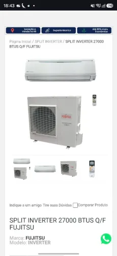 Arcondicionado fujitsu 27 mil btu inverter