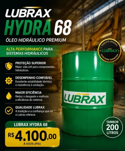 Lubrax Hydra 68 - Óleo Hidráulico Premium | Tambor 200 Litros