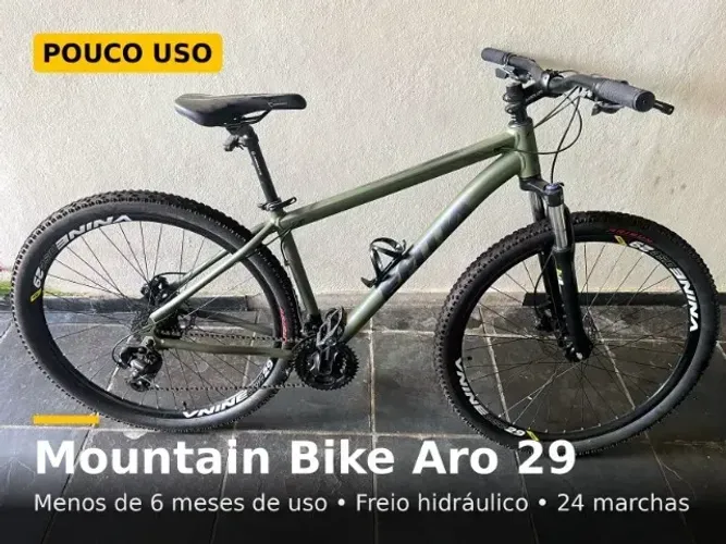 Bicicleta Aro 29 Freio Hidráulico 24 Marchas Suspensão c/ Trava - Pouco Uso