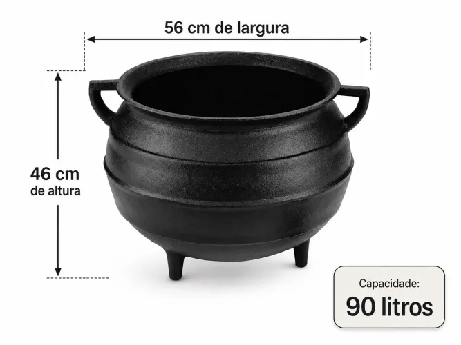 Panela de Ferro Fundido 90 Litros - Grande Capacidade e Alta Resistência