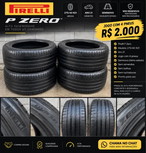4 Pneus Pirelli P Zero 275/40 R21 - Seminovos - R$ 2.000