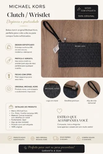 Michael Kors Jet Set Wristlet Preta - NOVA com Etiqueta.