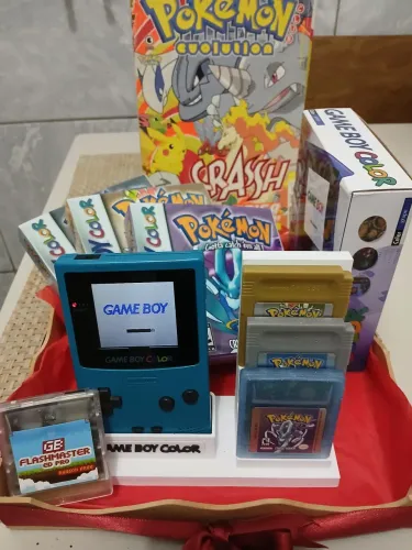 Kit nostalgia Game boy color com tela ips, cartuchos e caixas repro 