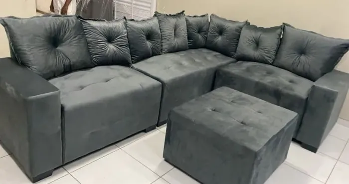 Sofa paris com 3 módulos e puff central