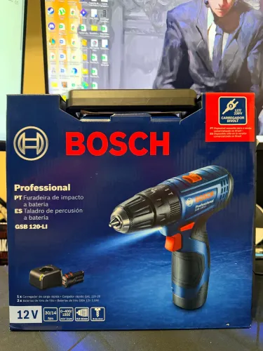 Parafusadeira Bosch GSB 120-LI 2 baterias 