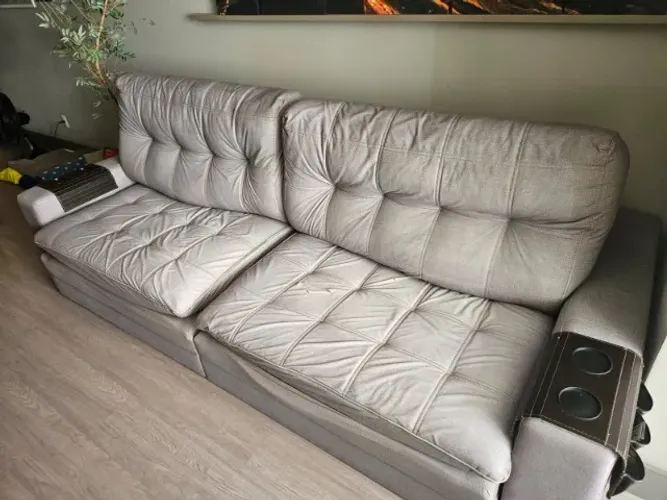 Sofá 5 Lugares Retrátil e Reclinável 2,80m Molas Ensacadas. Transforma em Cama de casal