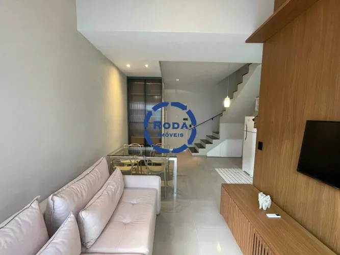 Flat no coração do Gonzaga (Mobiliado), 2 Quartos, 1 Vaga, Andar Alto, Próximo da Praia, L
