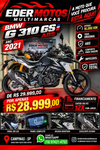 BMW G 310 GS ABS 2021 PRETA IMPECAVEL COM APENAS 16.000KM