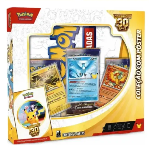 Box Pokémon Com Pôster Celebração De 30 Anos Original Copag