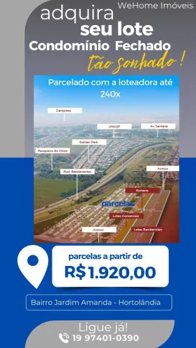 Terreno em condomínio à venda em Hortolândia-SP, Parque Horizonte: 220,00 m² de área!