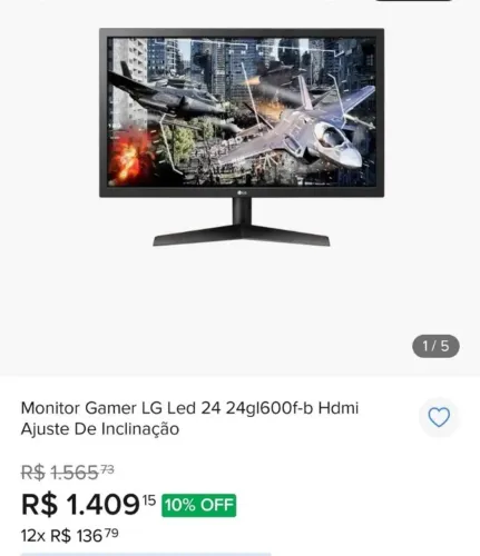 Monitor LG UltraGear 24GL600F-B 24" 144Hz