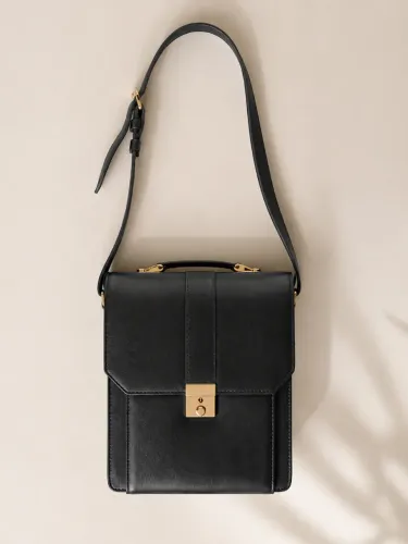 Bolsa Vintage Preta Estruturada - Estilo Executivo Retrô