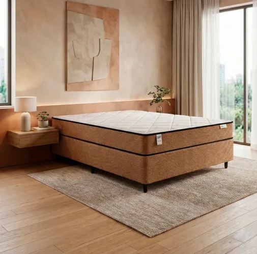 cama box casal + colchão molas ensacadas plumatex