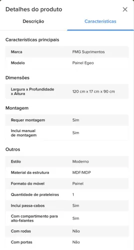 Suporte Fixo Painel Egeo Para Televisão Até 50 Quarto Sala