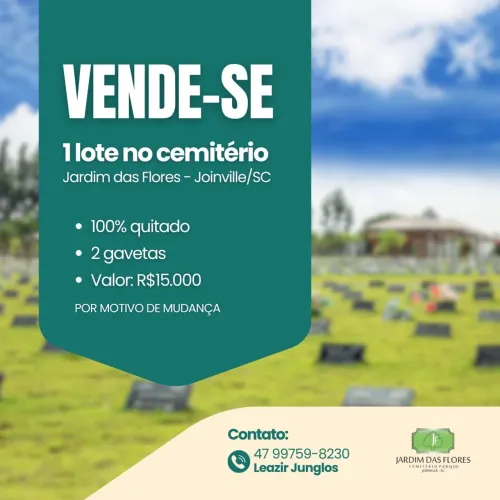 VENDE-SE LOTE CEMITÉRIO JARDIM DAS FLORES