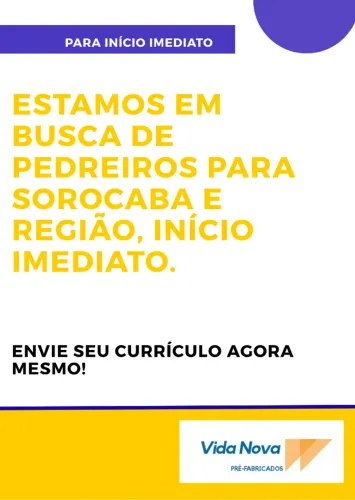 CONTRATAÇÃO URGENTE: PEDREIRO PARA CASAS PRÉ-FABRICADAS