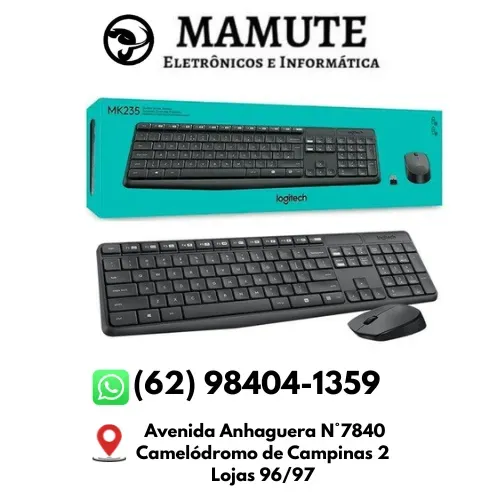 Kit Teclado e Mouse sem fio Logitech MK235 com Conexão USB, Pilhas Inclusas e Layout ABNT2