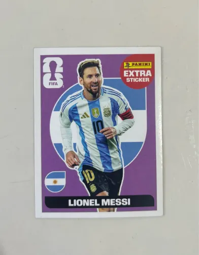 Figurinha lilás do Lionel Messi extra sticker