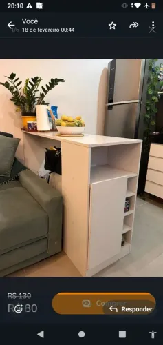Balcão ilha cozinha com adega e porta mantimentos