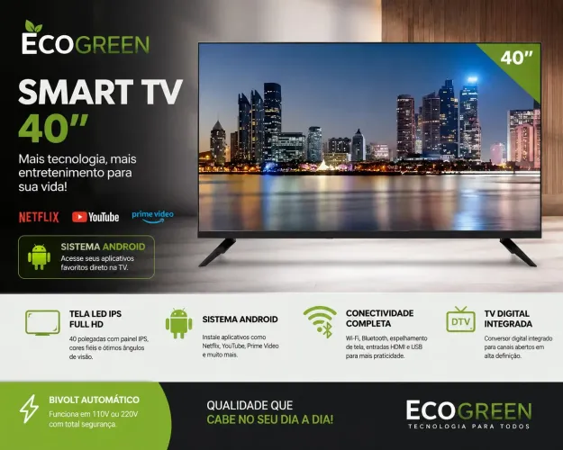 TV LED 40" ECOGREEN ULT HD 4K FULL HD / ANDROID TV