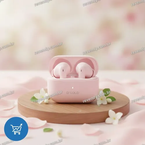 Fone de ouvido rosa Bluetooth - alfa gold ideal para quem faz academia 