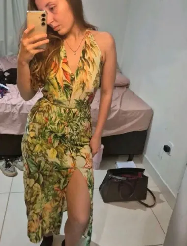 vestido farm midi estampa tropical p