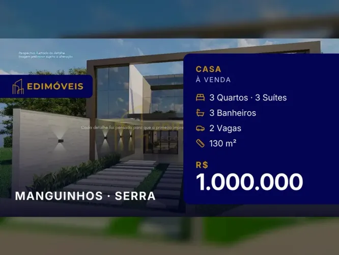 Casa 3 suítes em Manguinhos, conforto e privacidade em região valorizada