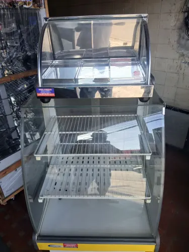 Balcão estufa quente vidro curvo