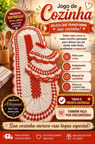 Jogo de Cozinha Artesanal - Pronta Entrega e Sob Encomenda