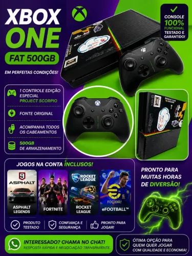 XBOX ONE FAT 500GB + CONTROLE PROJECT SCORPIO