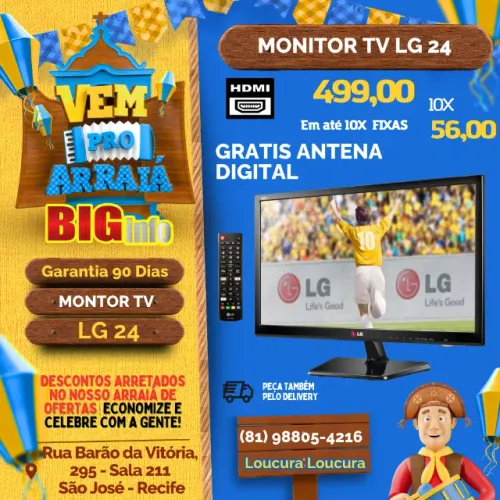 Monitor Tv  Lg 24 Polegadas Perfeita  - Em ate 10x Fixas