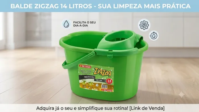 Balde ZigZag Betanin 14 Litros com Escorredor - Facilitador de Limpeza