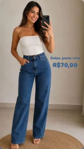 Calça Jeans Reta