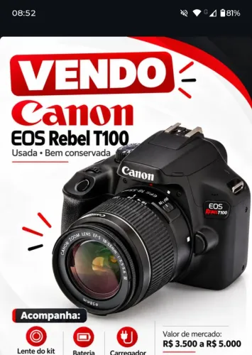 Vendo Canon Ele Rebel T100