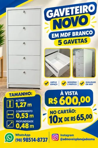 Gaveteiro novo em MDF branco