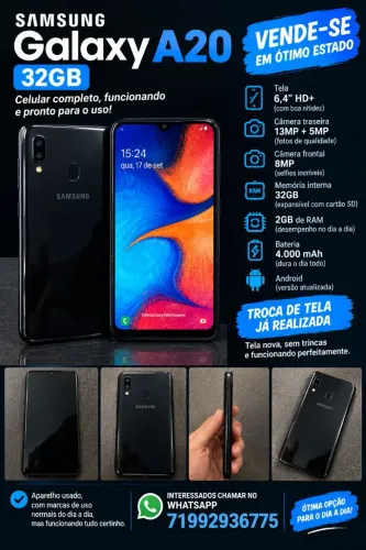 Samsung Galaxy A20 32GB Tela Nova Sem Marcas de Uso